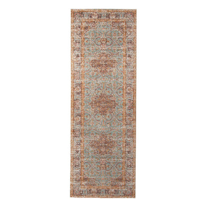 10' X 14' Teal Red And Orange Medallion Area Rug