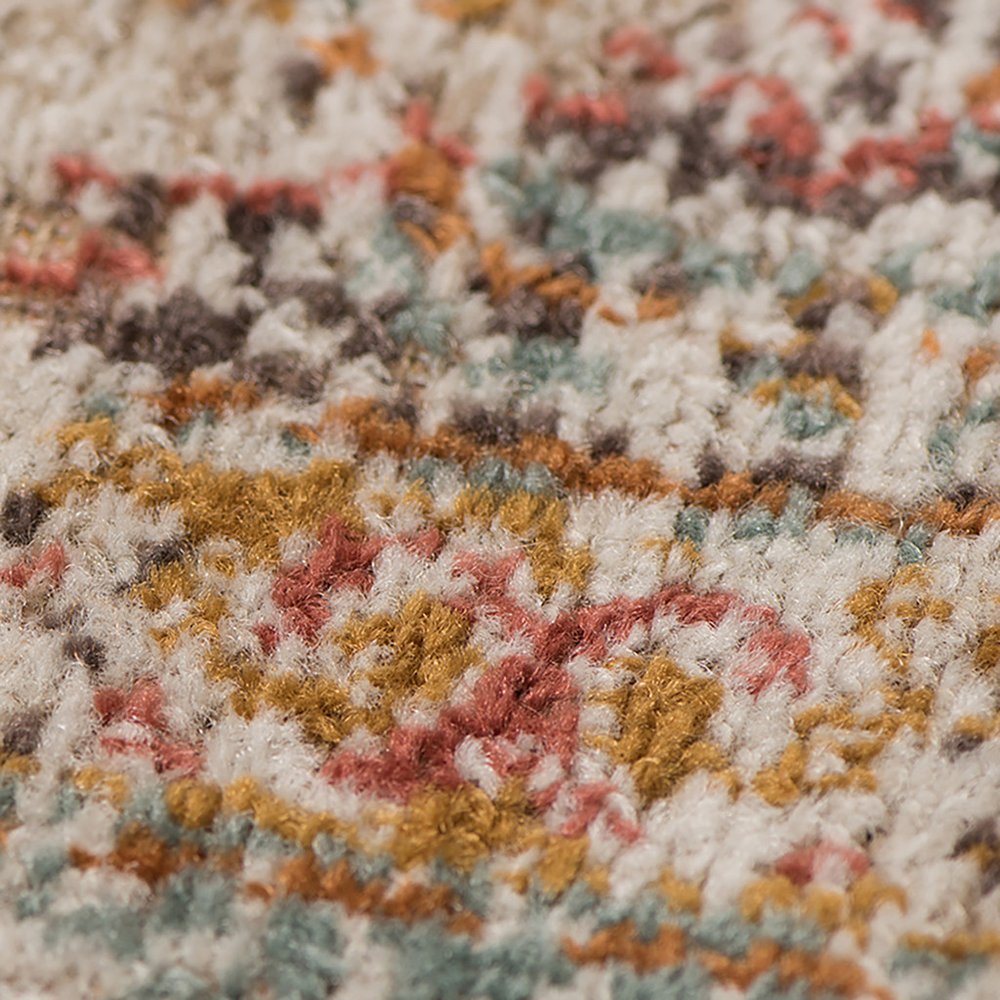 7' Teal Red And Orange Medallion Runner Rug