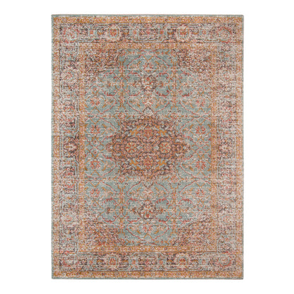 2' X 3' Teal Red and Orange Medallion Power Loom Area Rug