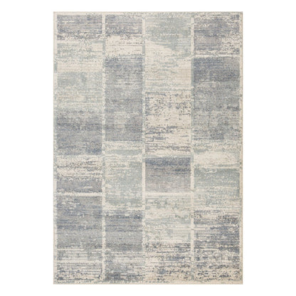 2' X 3' Gray Light Blue And Ivory Geometric Area Rug