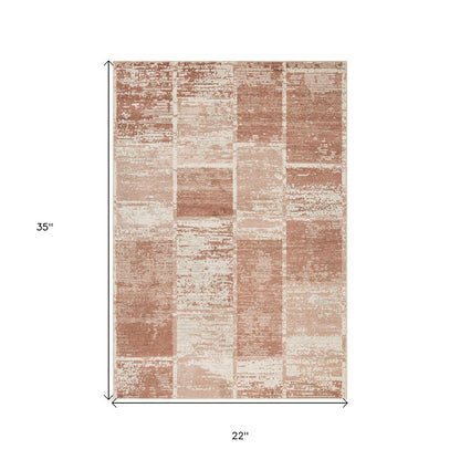 2' X 3' Sand And Ivory Geometric Area Rug