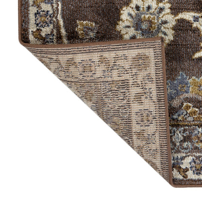 8' X 10' Ivory Blue And Brown Floral Area Rug