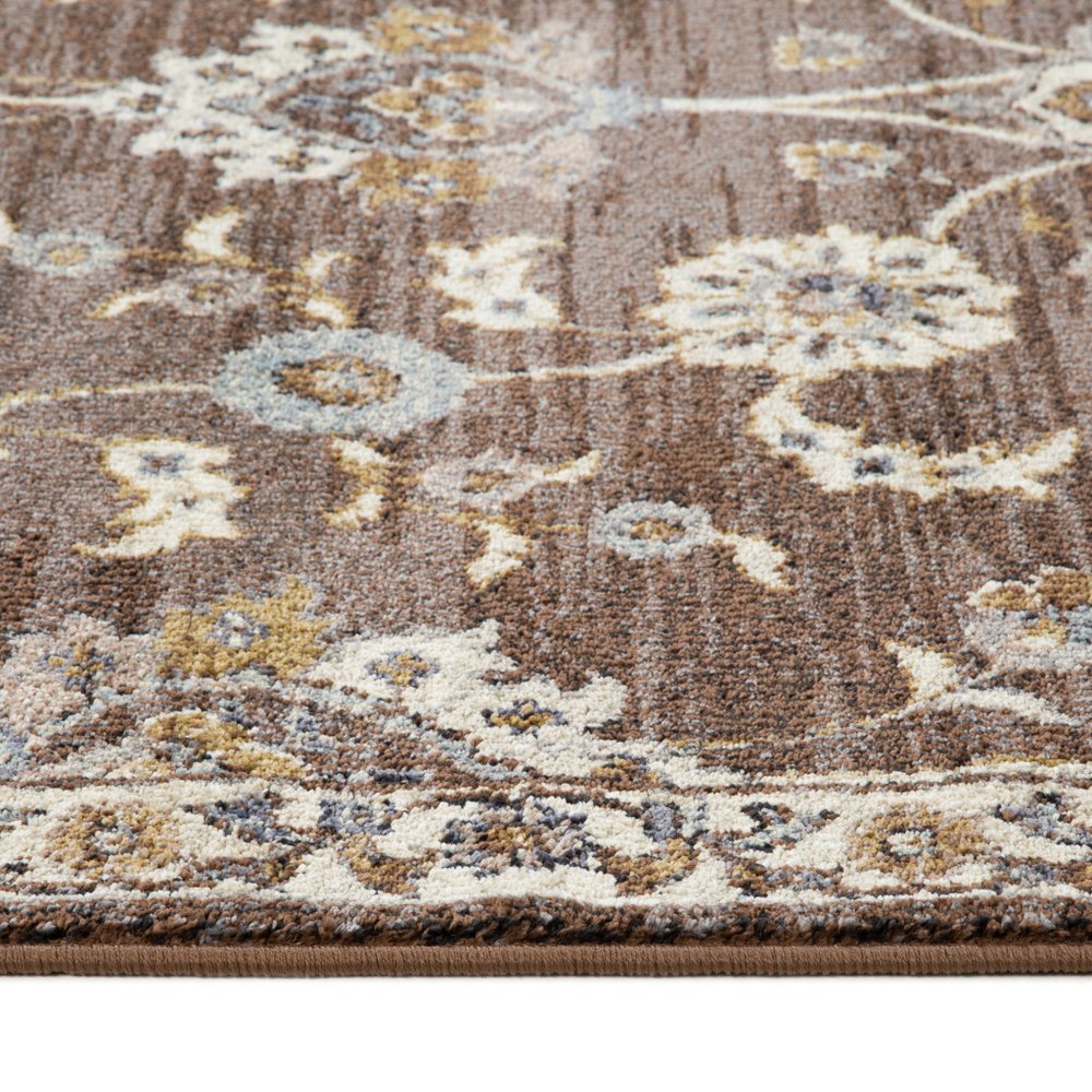 8' X 10' Ivory Blue And Brown Floral Area Rug