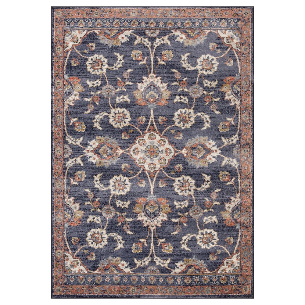 10' Ivory Orange And Dark Gray Floral Runner Rug
