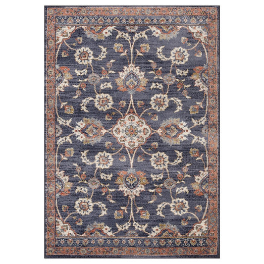 10' Ivory Orange And Dark Gray Floral Runner Rug
