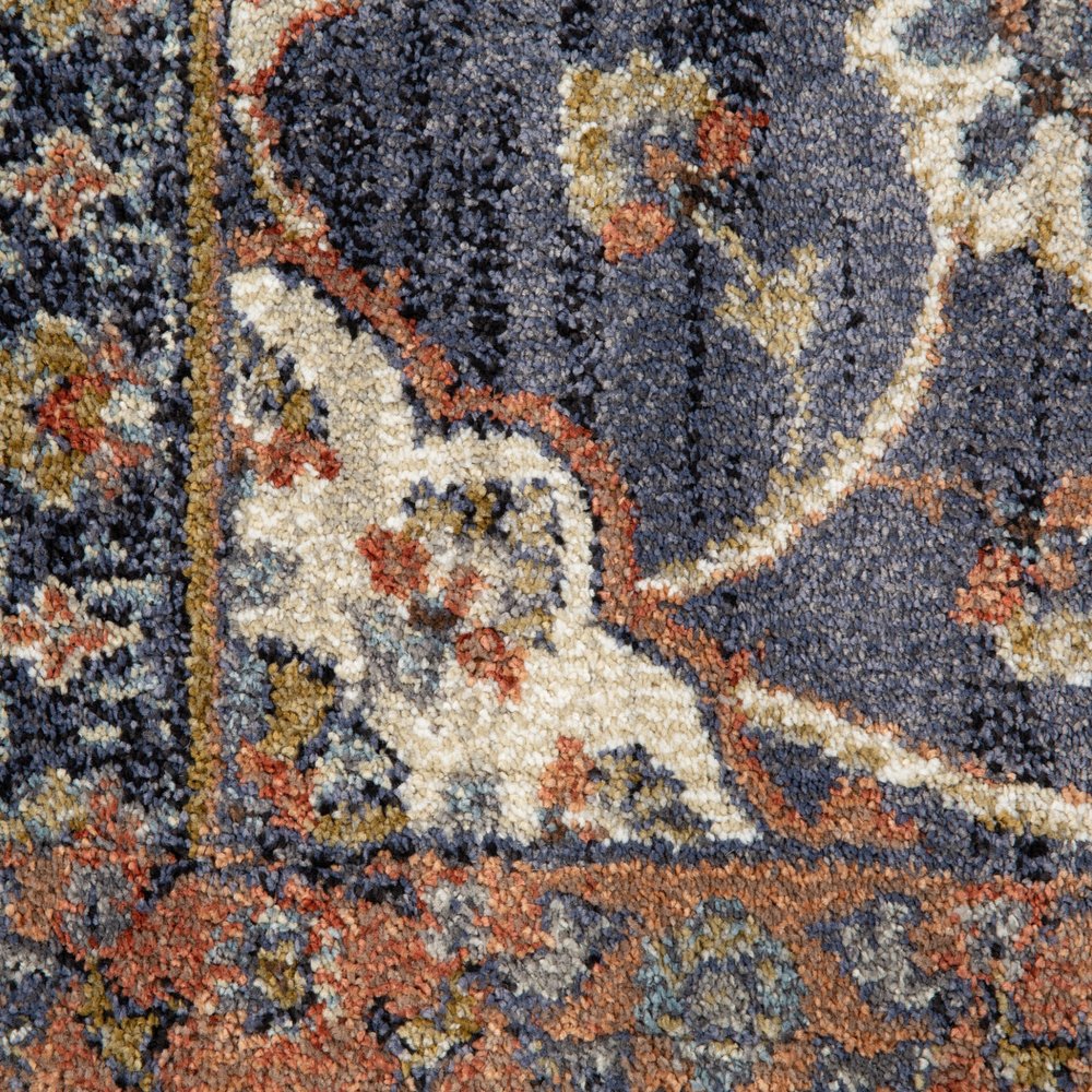 10' Ivory Orange And Dark Gray Floral Runner Rug