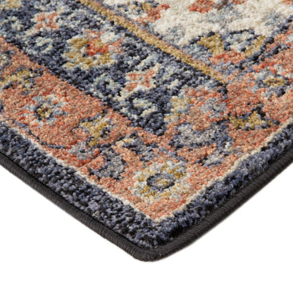 5' X 8' Ivory Orange And Dark Gray Floral Area Rug