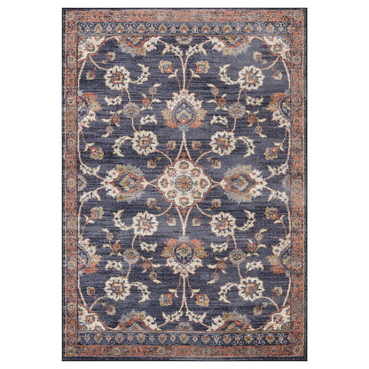 10' Ivory Orange And Dark Gray Floral Runner Rug