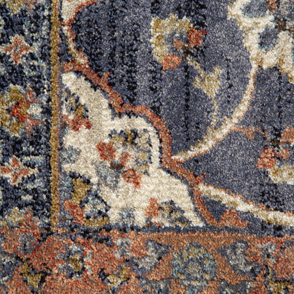 5' X 8' Ivory Orange And Dark Gray Floral Area Rug