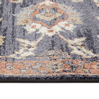 5' X 8' Ivory Orange And Dark Gray Floral Area Rug