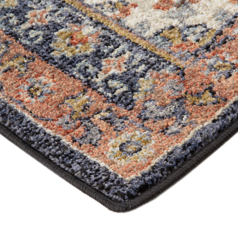 5' X 8' Ivory Orange And Dark Gray Floral Area Rug