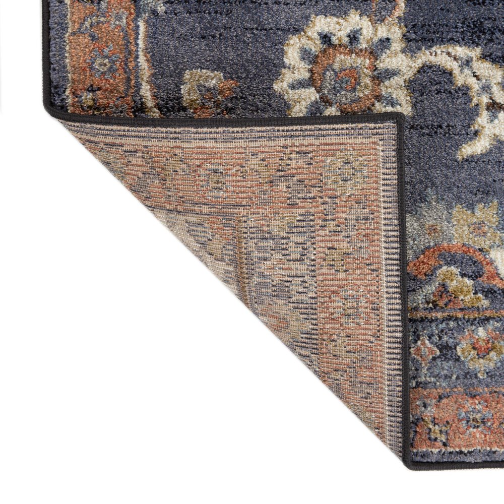 5' X 8' Ivory Orange And Dark Gray Floral Area Rug
