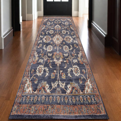2' X 3' Ivory Orange And Dark Gray Floral Area Rug