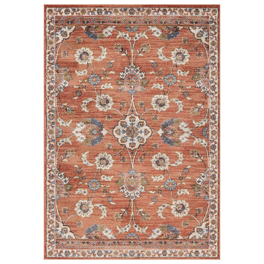 9' X 12' Ivory Blue and Orange Floral Power Loom Area Rug