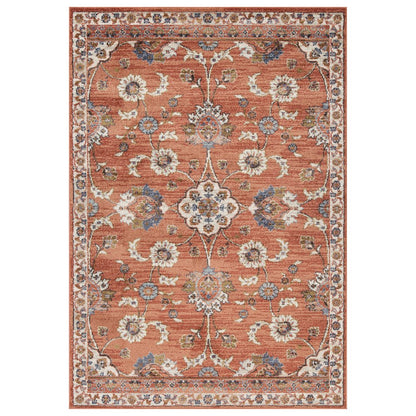 9' X 12' Ivory Blue And Orange Floral Area Rug