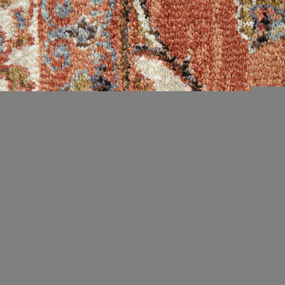 9' X 12' Ivory Blue And Orange Floral Area Rug