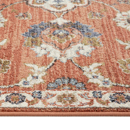 9' X 12' Ivory Blue And Orange Floral Area Rug