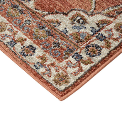 9' X 12' Ivory Blue And Orange Floral Area Rug