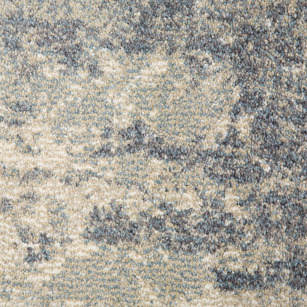 10' Light Gray Blue And Ivory Abstract Runner Rug