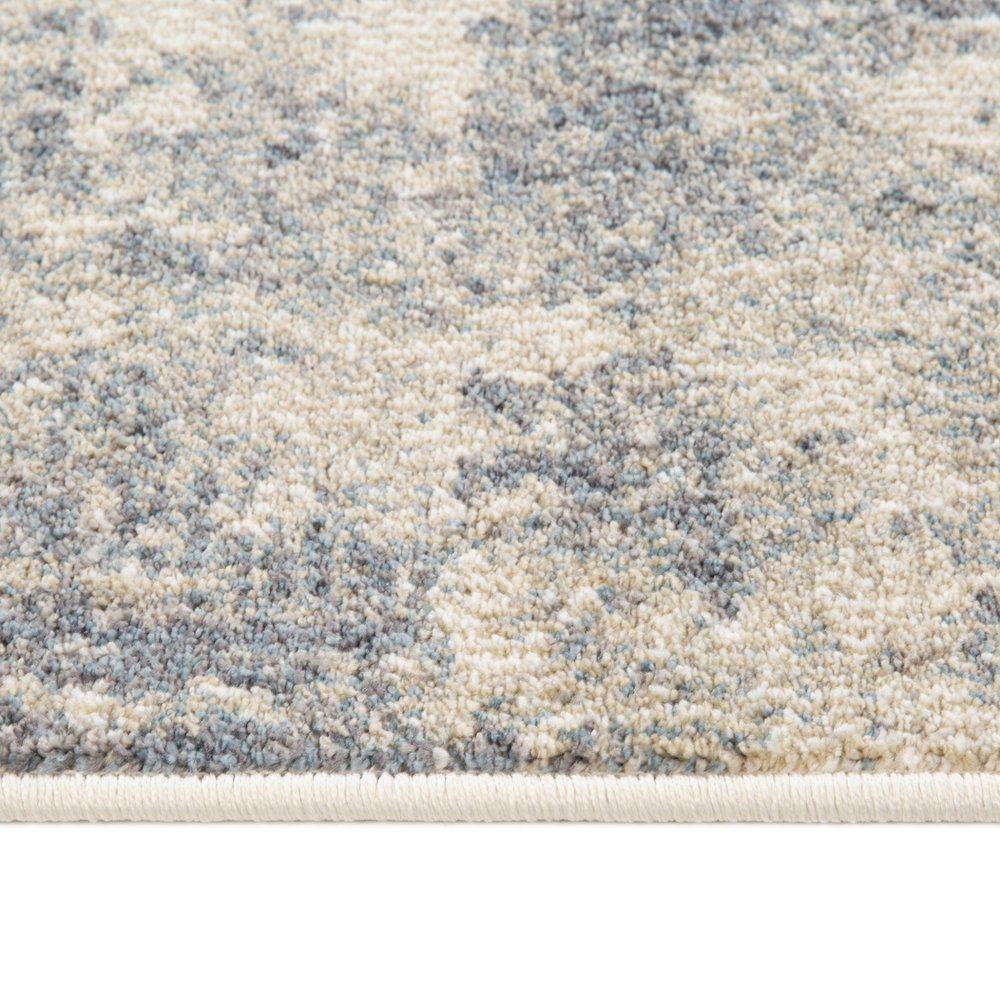 10' Light Gray Blue And Ivory Abstract Runner Rug