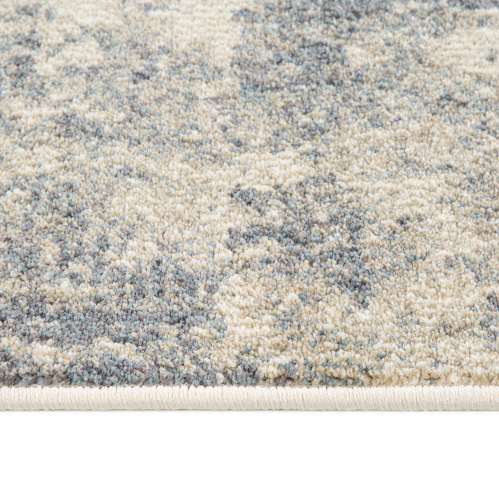10' Light Gray Blue And Ivory Abstract Runner Rug