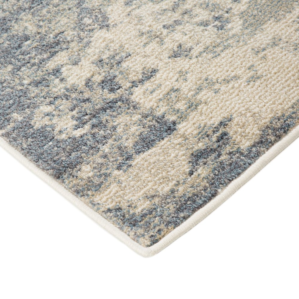 10' Light Gray Blue And Ivory Abstract Runner Rug
