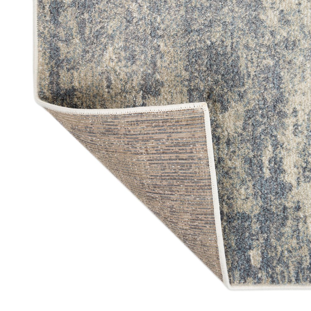 10' Light Gray Blue And Ivory Abstract Runner Rug