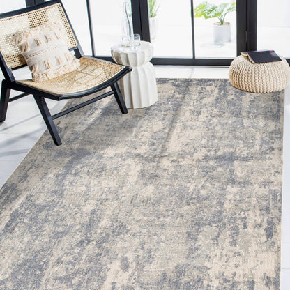 10' Light Gray Blue And Ivory Abstract Runner Rug