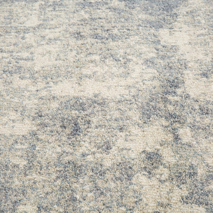 10' Light Gray Blue And Ivory Abstract Runner Rug