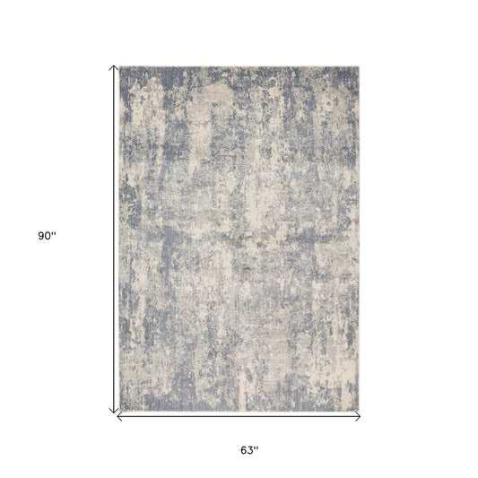 10' Light Gray Blue And Ivory Abstract Runner Rug