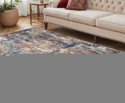 5' X 8' Ivory Orange And Dark Gray Abstract Area Rug