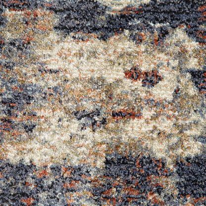 5' X 8' Ivory Navy and Orange Abstract Power Loom Area Rug