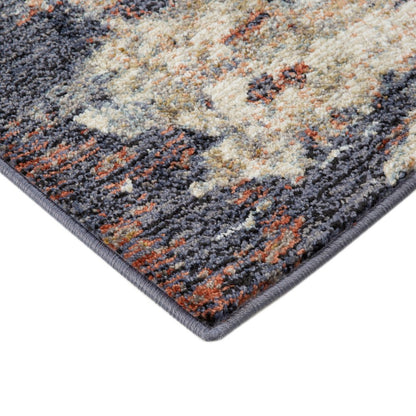 5' X 8' Ivory Orange And Dark Gray Abstract Area Rug
