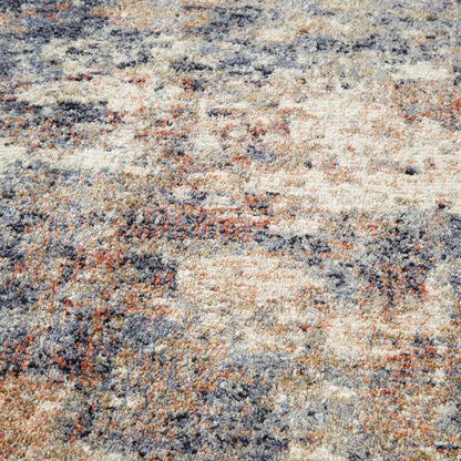 5' X 8' Ivory Orange And Dark Gray Abstract Area Rug