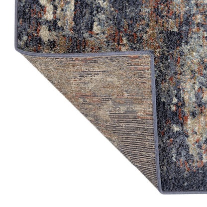 5' X 8' Ivory Orange And Dark Gray Abstract Area Rug