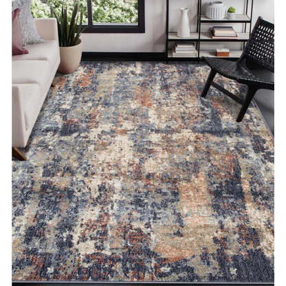 5' X 8' Ivory Orange And Dark Gray Abstract Area Rug