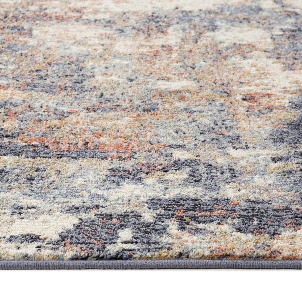 5' X 8' Ivory Orange And Dark Gray Abstract Area Rug
