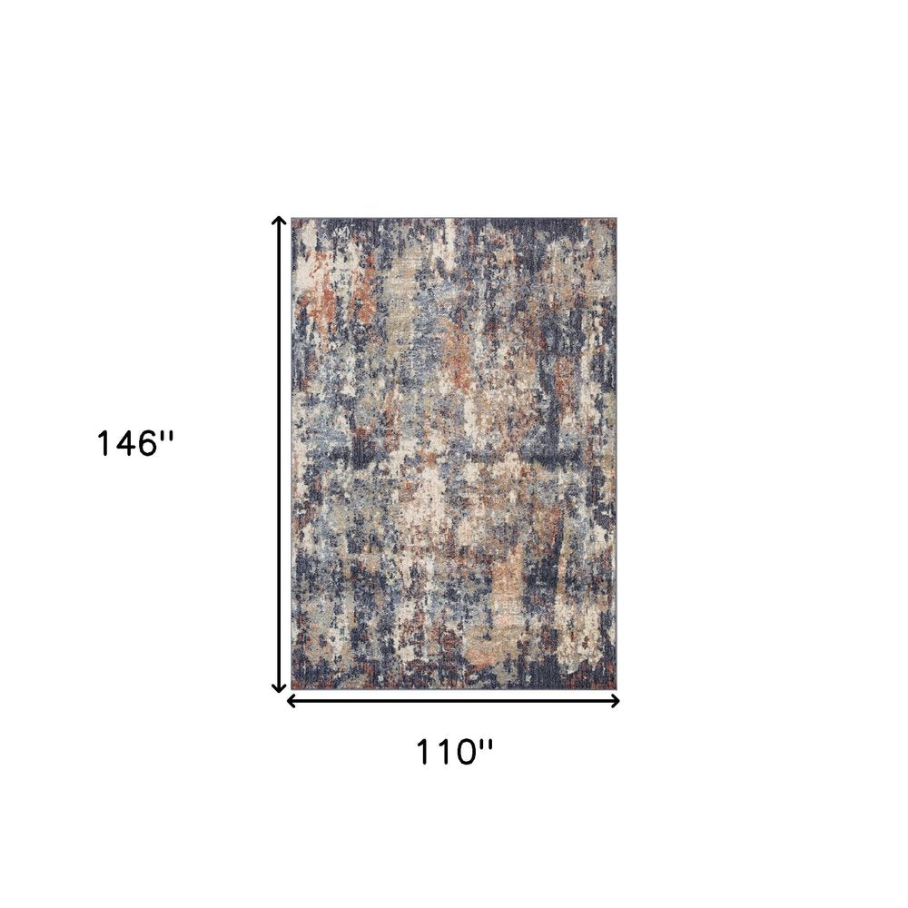 5' X 8' Ivory Orange And Dark Gray Abstract Area Rug