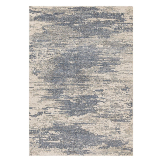 2' X 3' Ivory Blue And Gray Abstract Area Rug