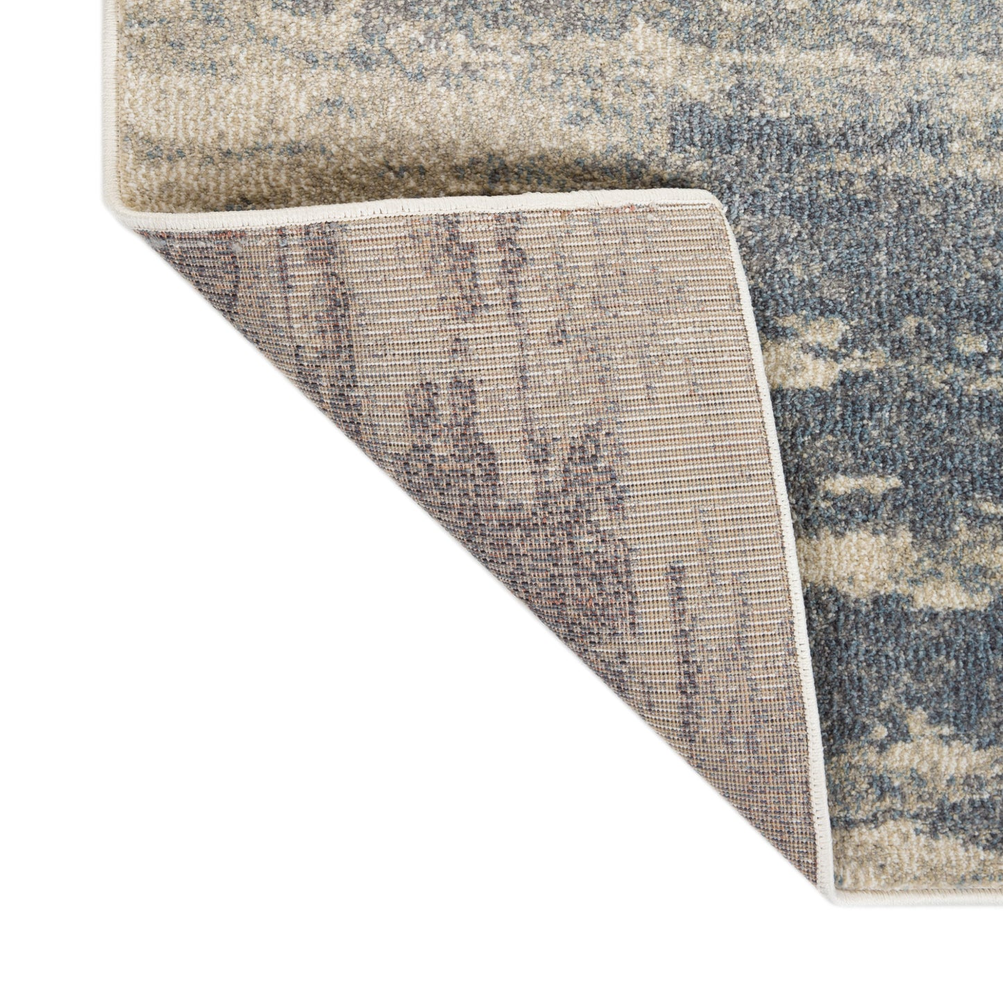 2' X 3' Ivory Blue and Gray Abstract Power Loom Area Rug