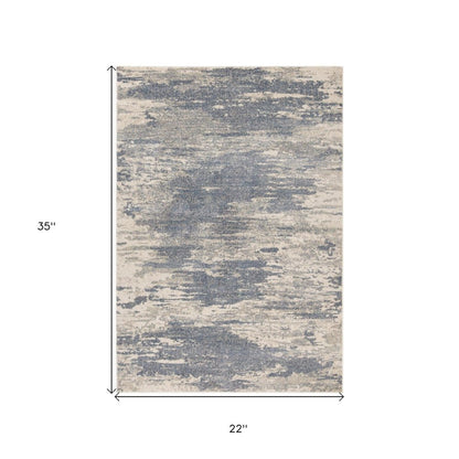 2' X 3' Ivory Blue And Gray Abstract Area Rug