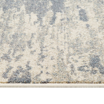 8' X 10' Ivory Blue And Gray Abstract Area Rug