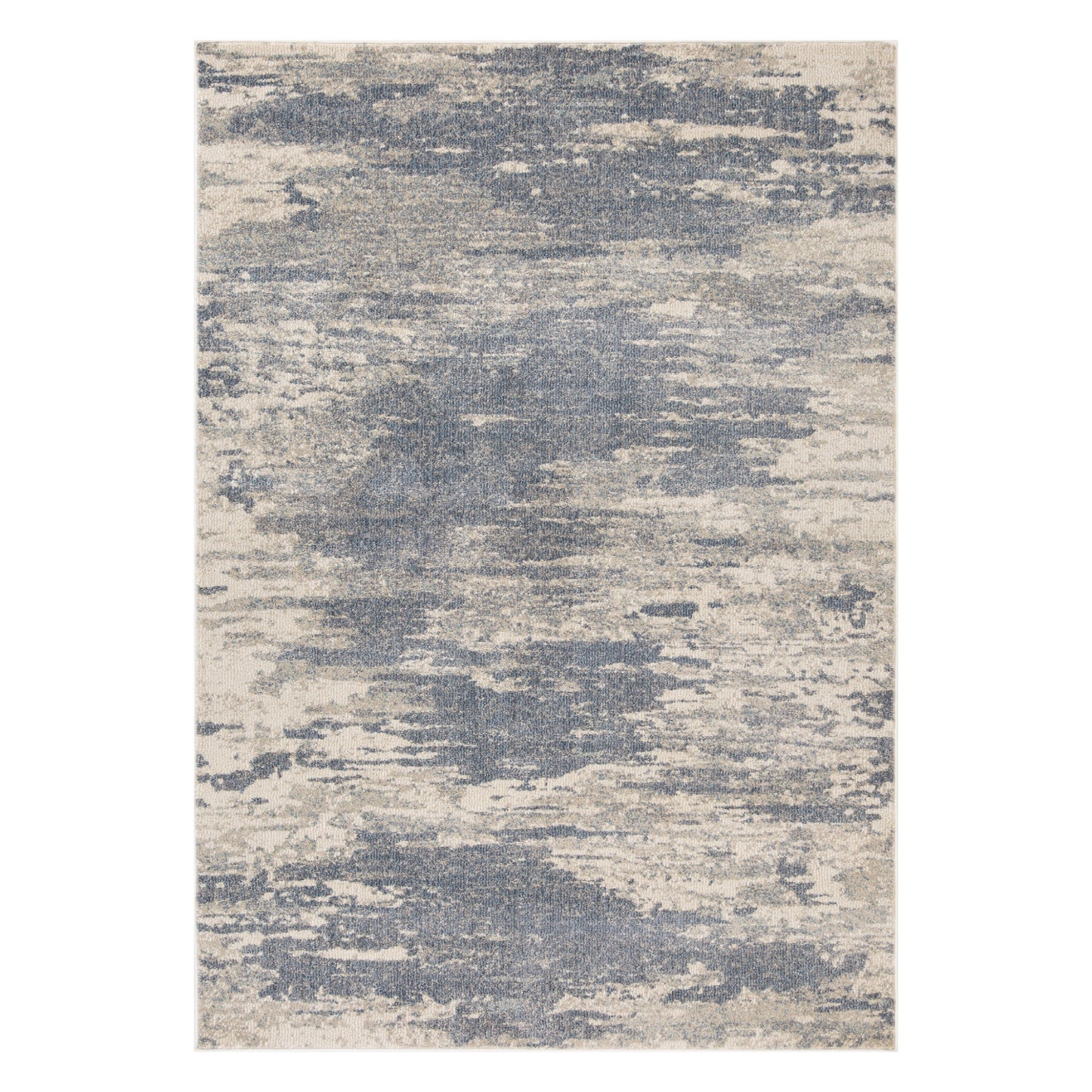 2' X 3' Ivory Blue and Gray Abstract Power Loom Area Rug