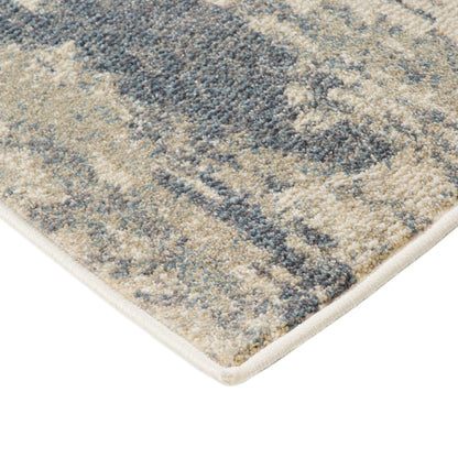 2' X 3' Ivory Blue and Gray Abstract Power Loom Area Rug