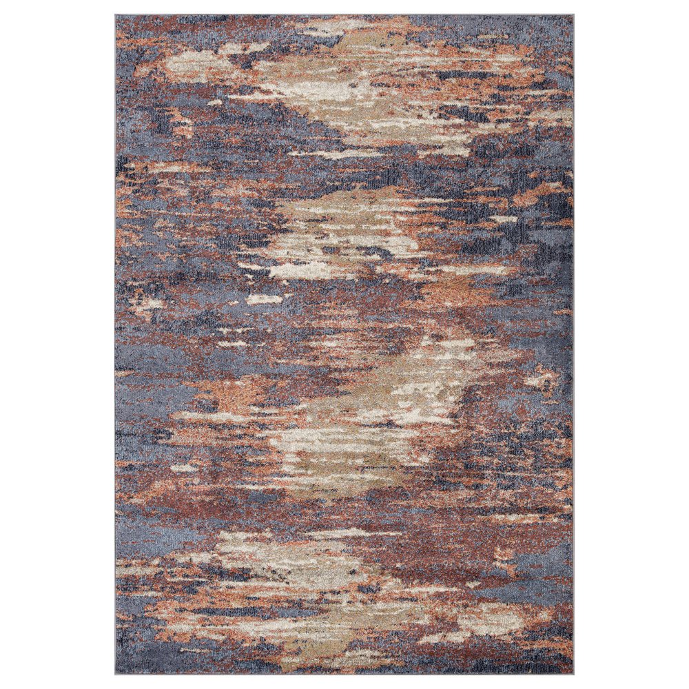 9' X 12' Ivory Rust And Blue Abstract Area Rug