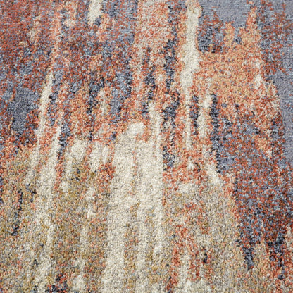 8' X 10' Ivory Rust And Blue Abstract Area Rug