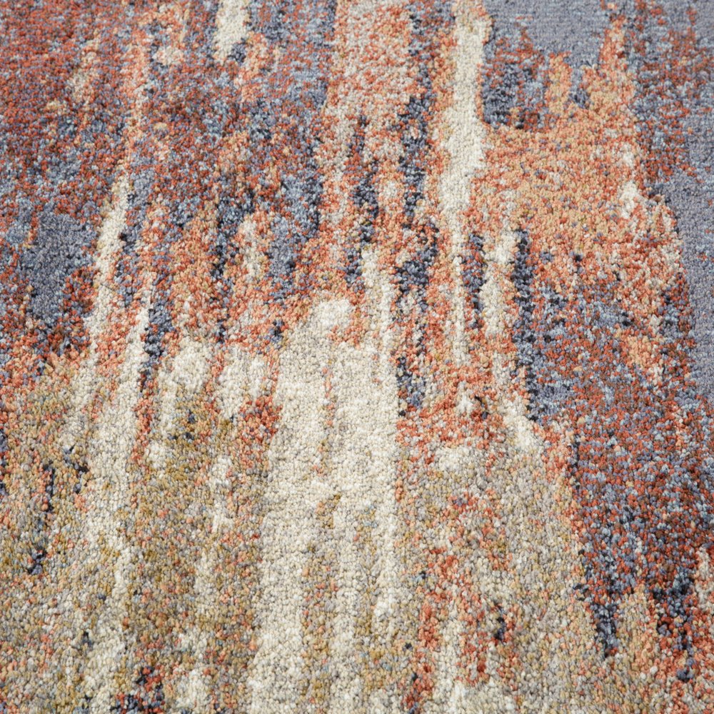 2' X 3' Ivory Rust And Blue Abstract Area Rug