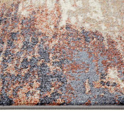 8' X 10' Ivory Rust And Blue Abstract Area Rug