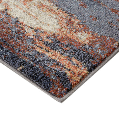9' X 12' Ivory Rust And Blue Abstract Area Rug