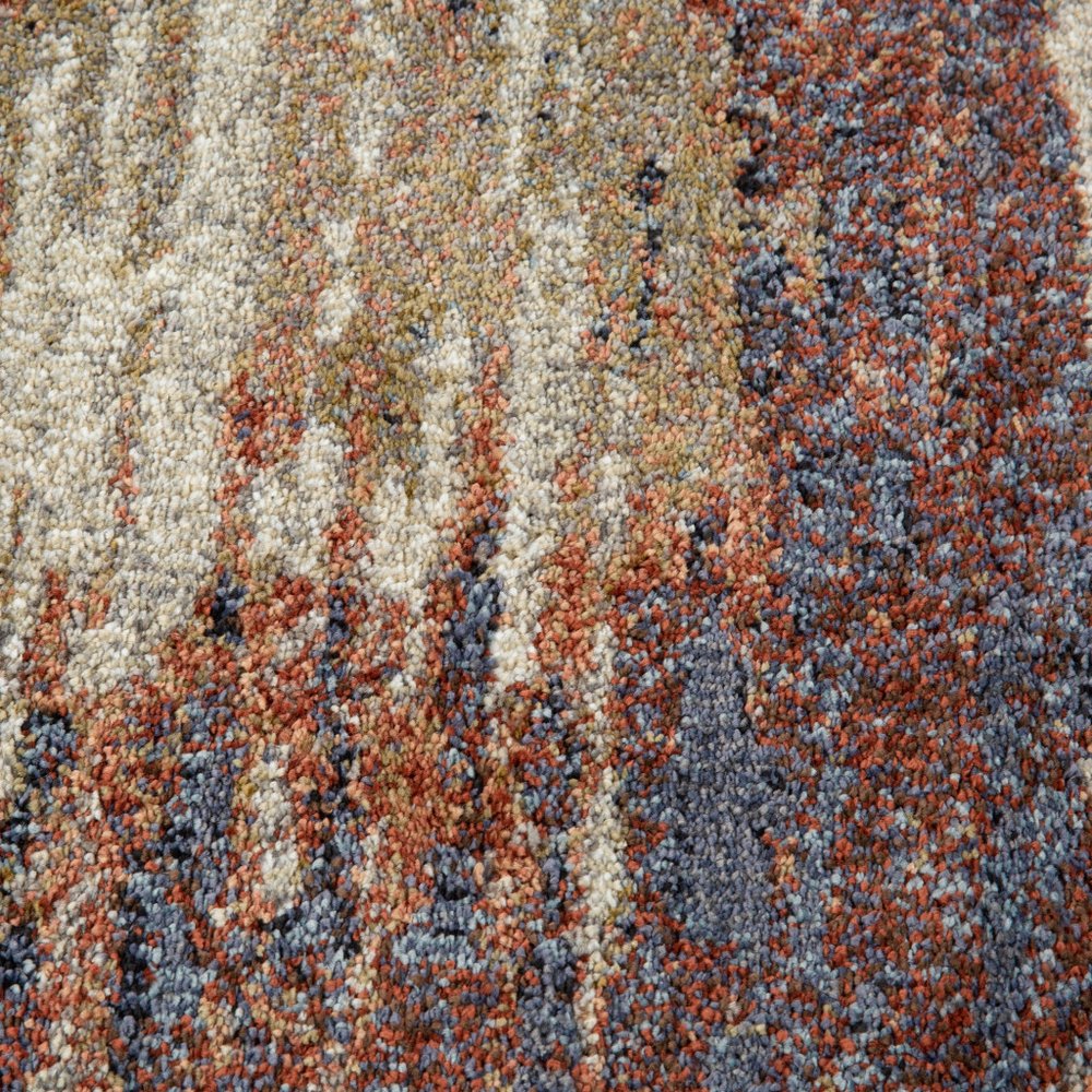 8' X 10' Ivory Rust And Blue Abstract Area Rug